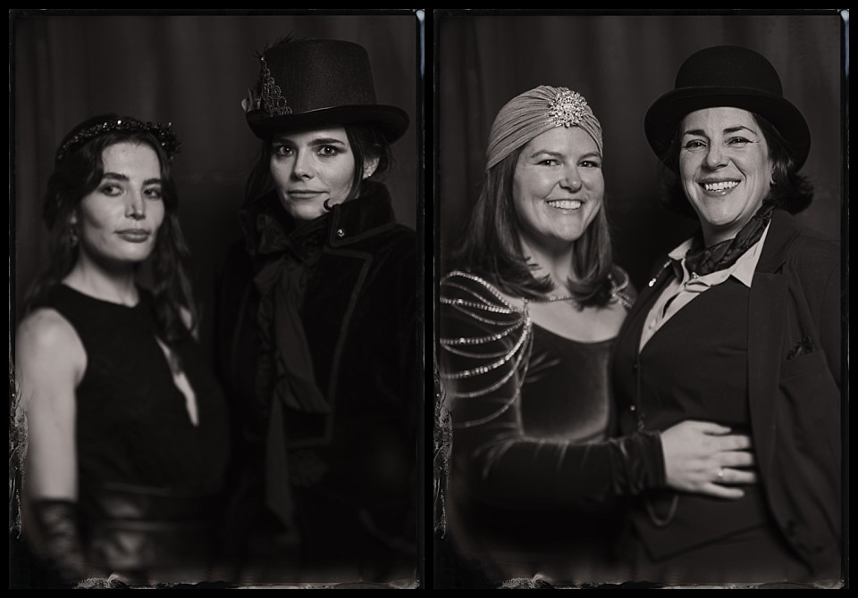 murder mystery party tintype photobooth womens couple portraits
