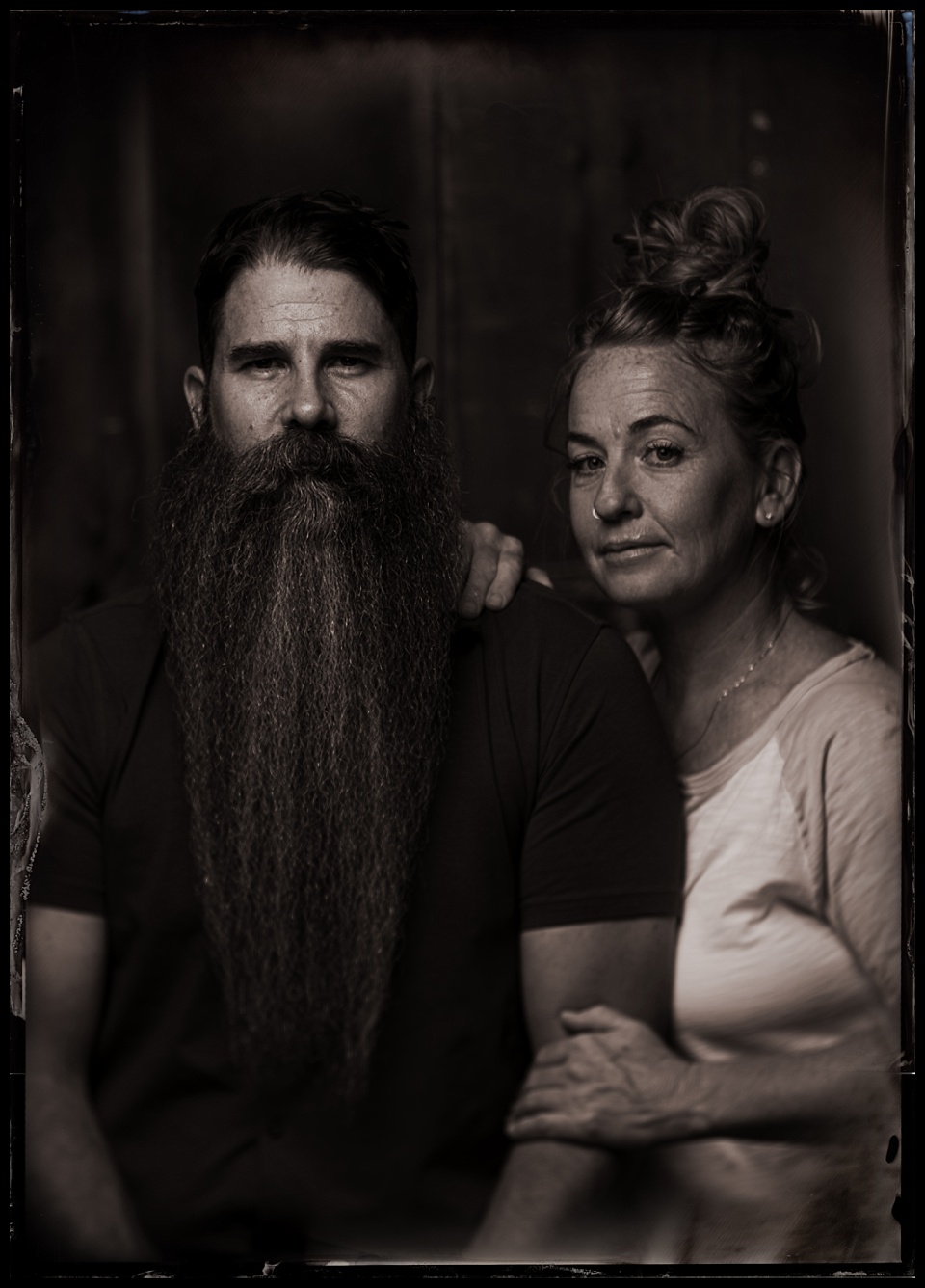tintype couple bearded man with streaks mile high beard bout