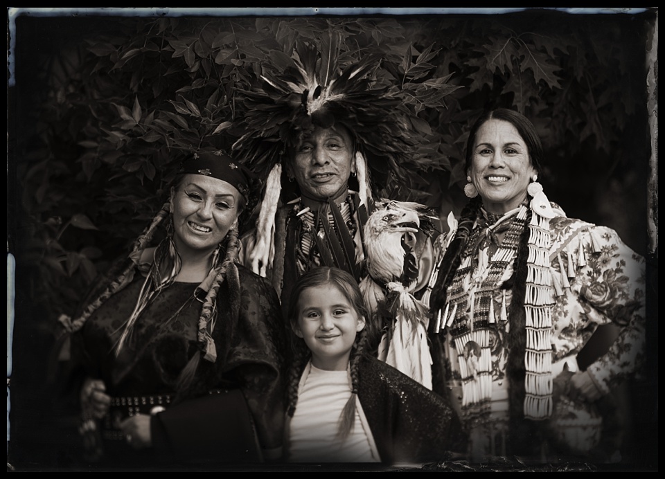 tintype of Rocky Mountain Indigenous Dancers family