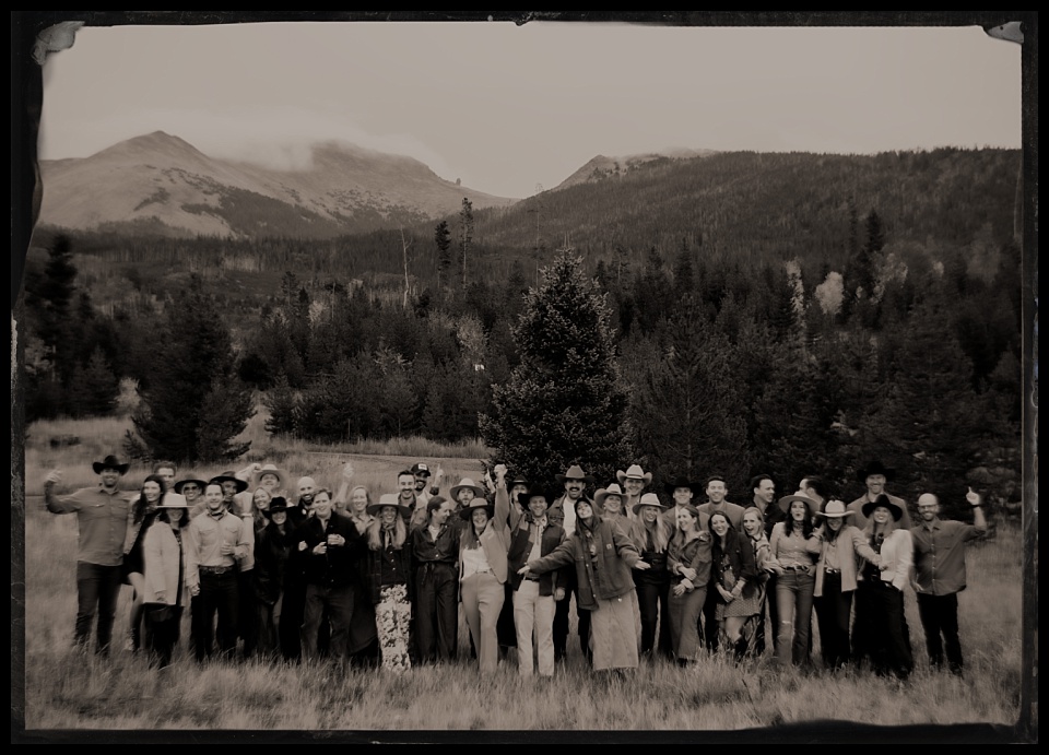 devils thumb ranch wedding tintype outside of all guests