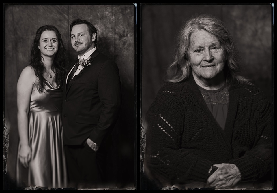 greenbriar inn wedding tintype photobooth portrait of grandma