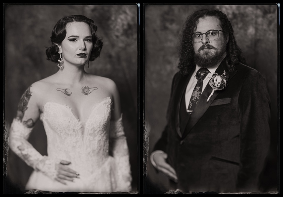 greenbriar inn wedding tintype photobooth bride and groom solo portraits