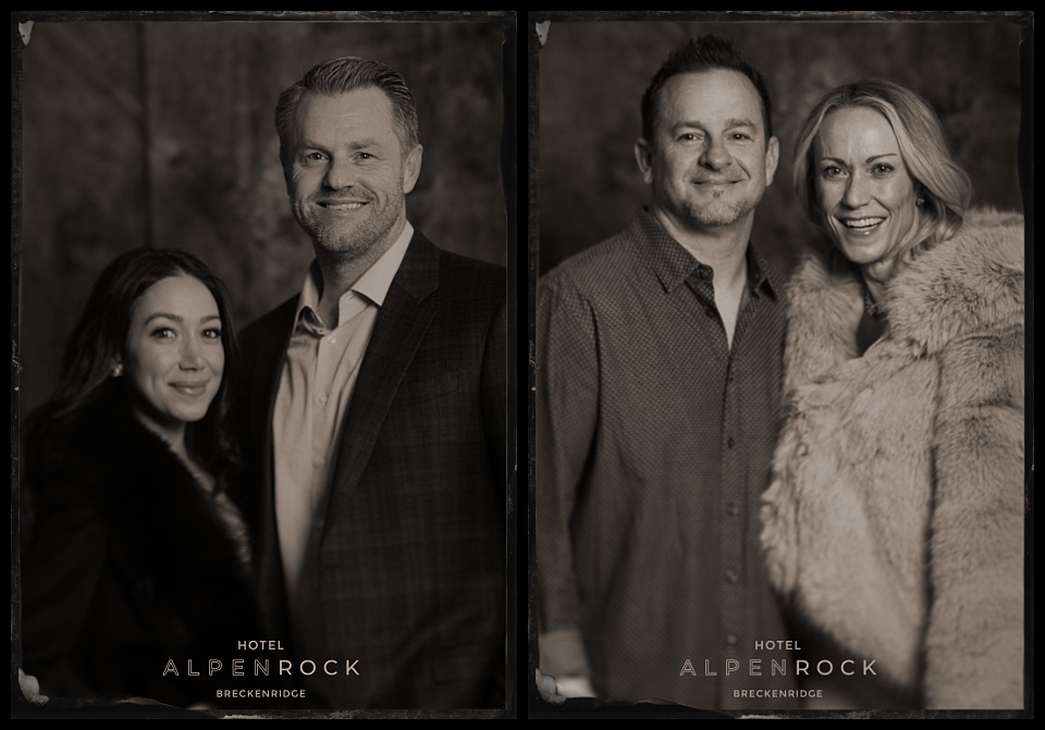 hotel alpenrock grand opening tintype photobooth portraits at a hotel opening