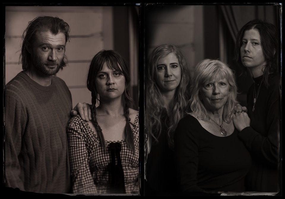 spirits and spirits tintype photobooth family with mother and 2 daughters