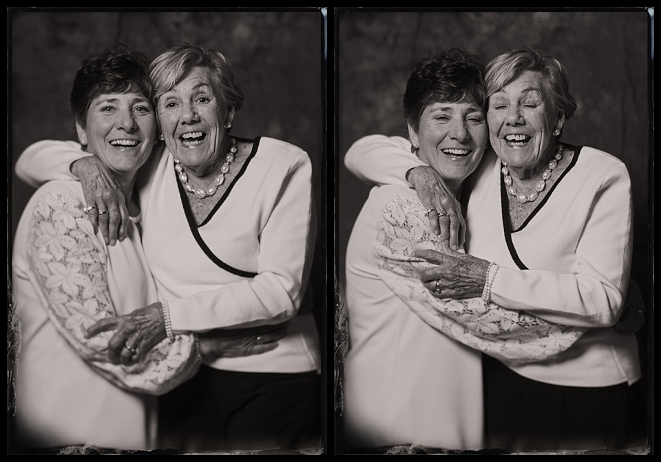 surf lodge buena vista wedding tintype photobooth happy elderly mother daughter portraits