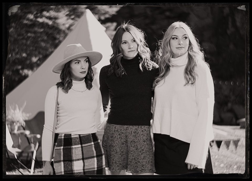 WIPA glamp gather party tintype photobooth 3 friends at a networking event